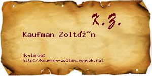 Kaufman Zoltán névjegykártya